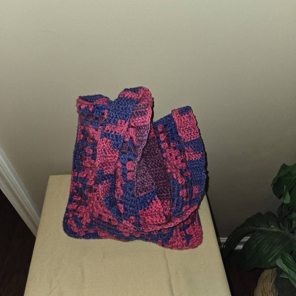 New handmade crochet granny square crossbody bag